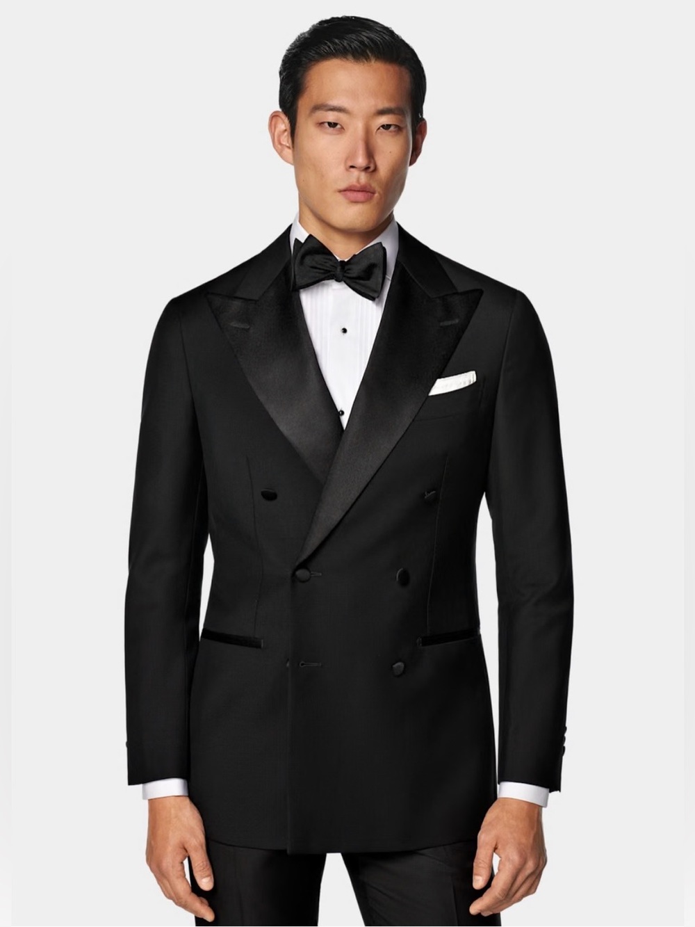 Black Tailored Fit Havana Jacket & Straight Leg Tuxedo Trousers
